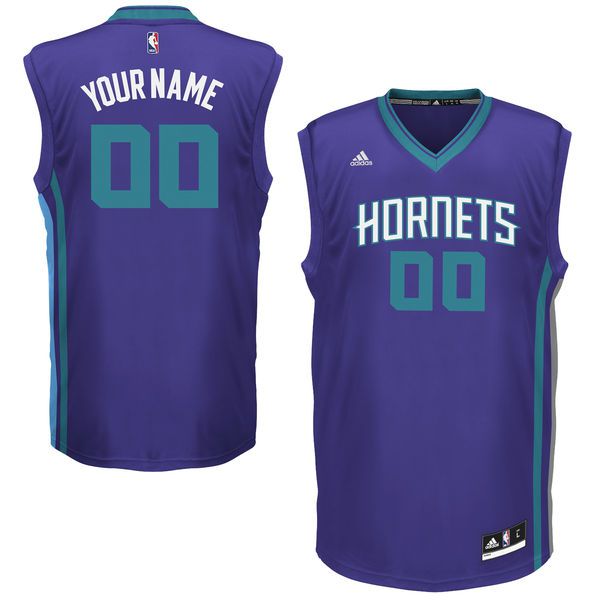 Men Charlotte Hornets Adidas Purple Team Color Custom Replica Basketball NBA Jersey->customized nba jersey->Custom Jersey